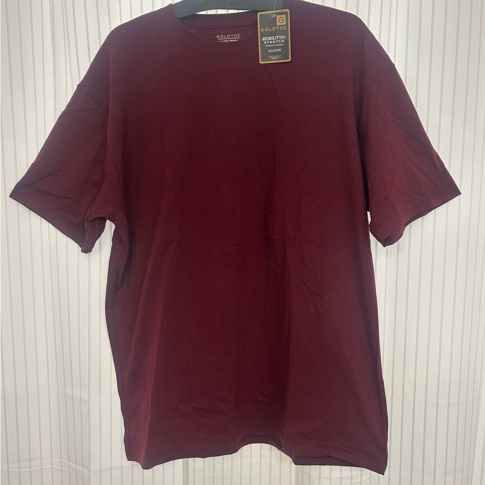 Gold Toe Men’s mobility FX stretch short Sleeve Crew Tee in Burgundy Maroon XL